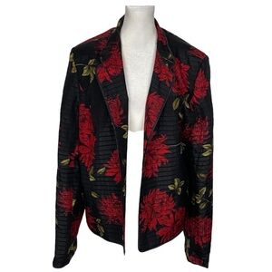 Nexx Black Blazer with Red Floral Design